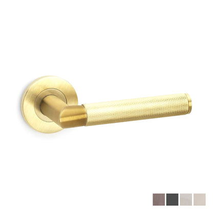 Alexander and Wilks Knurled Harrier Lever on Round Rose 50mm - Available in Various Finishes
