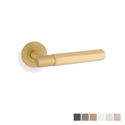Alexander and Wilks Hex Spitfire Door Lever on Round Rose - Available in Various Finishes