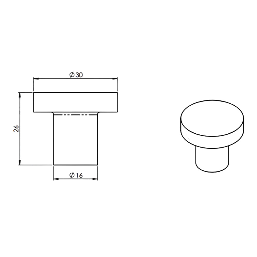 Alexander and Wilks Hanover Plain Cupboard Knob - Available in Various Finishes
