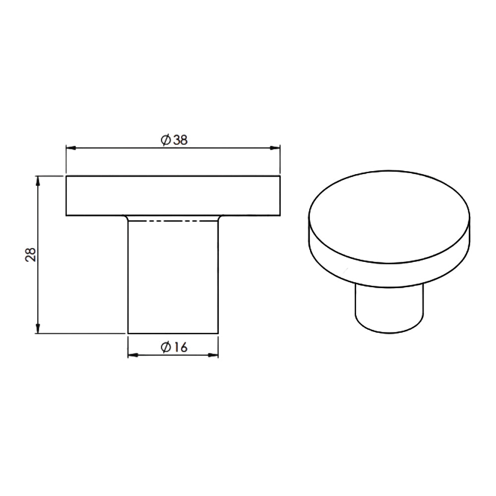 Alexander and Wilks Hanover Plain Cupboard Knob  - Available in Various Finishes