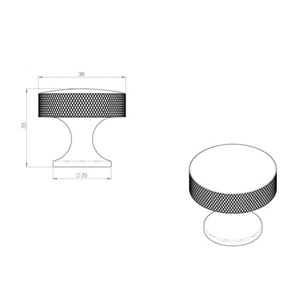 Alexander and Wilks Berlin Knurled Cupboard Knob 38mm - Available in Various Finishes