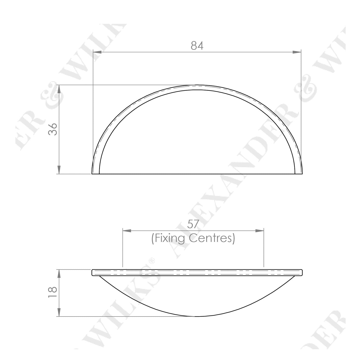 Alexander and Wilks Quieslade Cup Pull Handle 57mm - Available in Various Finishes