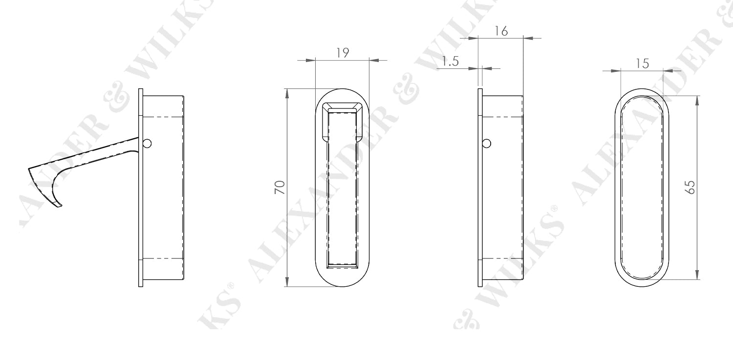 Alexander and Wilks Radius Sliding Door Edge Pull - Available in Various Finishes