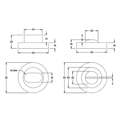 Iver Bronte Privacy Turn Round Concealed Fix 52mm - Available In Various Finishes