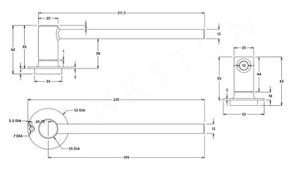 Bankston Edition Office Lever 01 on Round Rose 52mm Patinated Bronze 21673