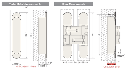 Bellevue Ceam Door Hinge 3D Invisible Concealed 150kg BAC1131 - Available in Various Finishes