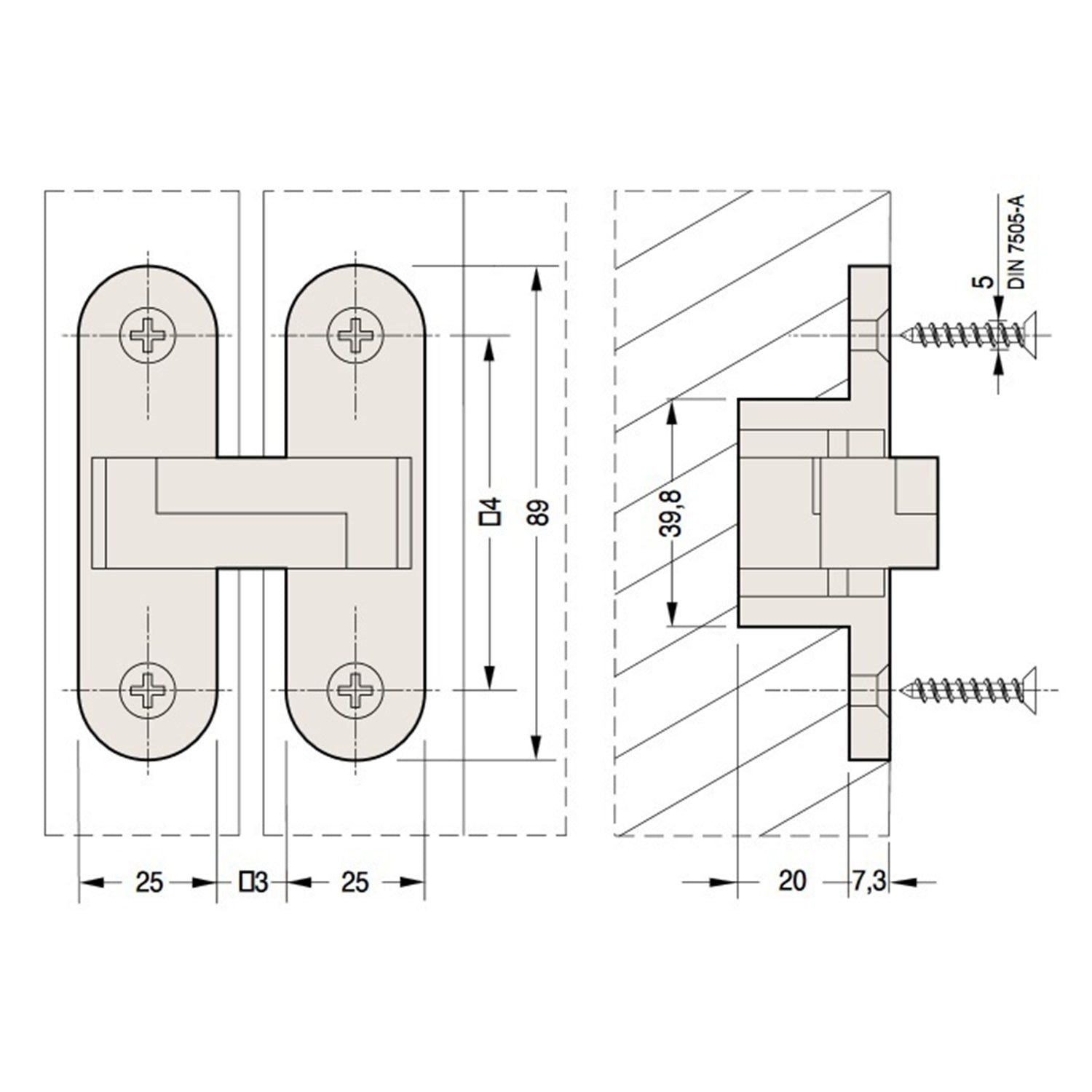 Bellevue Ceam Invisible Concealed Door Hinge 60kg BAC2010 - Available in Various Finishes