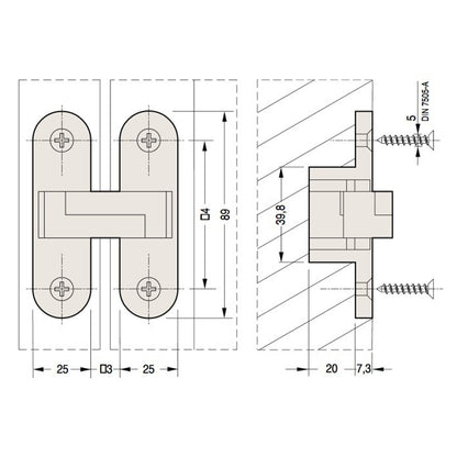Bellevue Ceam Invisible Concealed Door Hinge 60kg BAC2010 - Available in Various Finishes