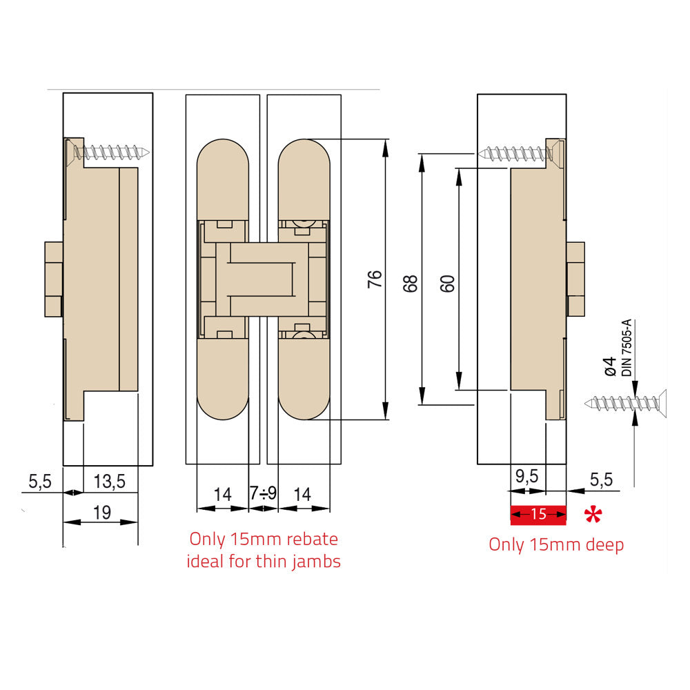 Bellevue Ceam 3D Concealed Cabinet Hinge 24kg - Available in Various Finishes