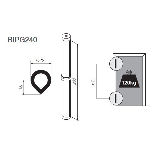 Bellevue Justor Welding Door Hinge BIPG240NS 235mm 120kg Non Sprung Pair