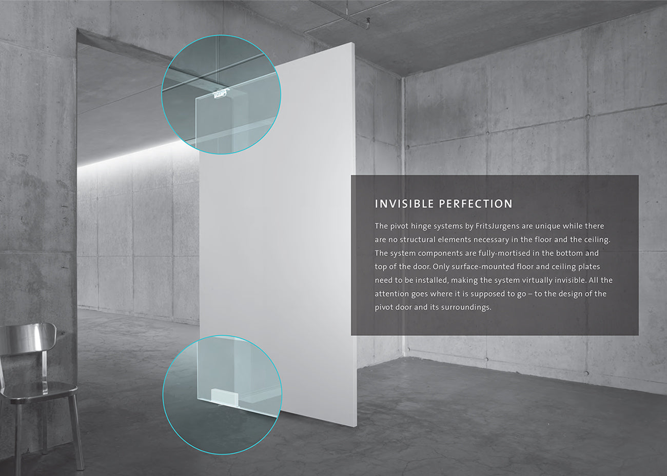 FritsJurgens System M+ Concealed Top Pivot with Standard Floor Plate