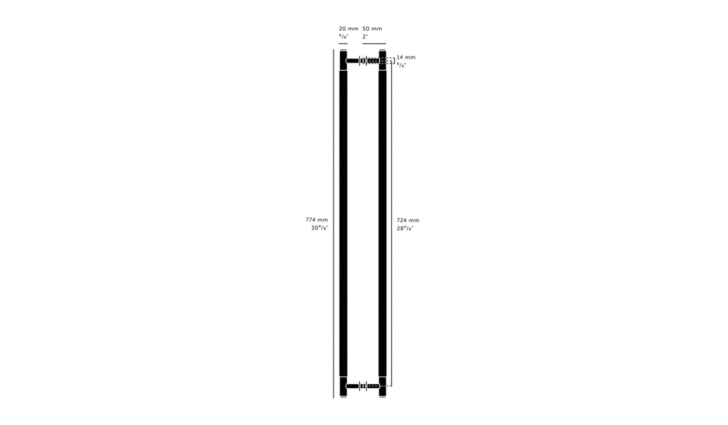 Buster and Punch Double Sided Closet Bar 774mm - Available in Various Finishes