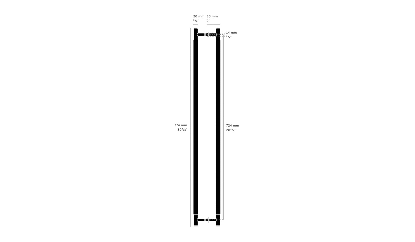 Buster and Punch Double Sided Closet Bar 774mm - Available in Various Finishes