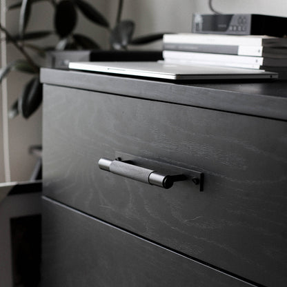 Buster and Punch Cabinet Cross Knurled Pull Bar Handle on Backplate