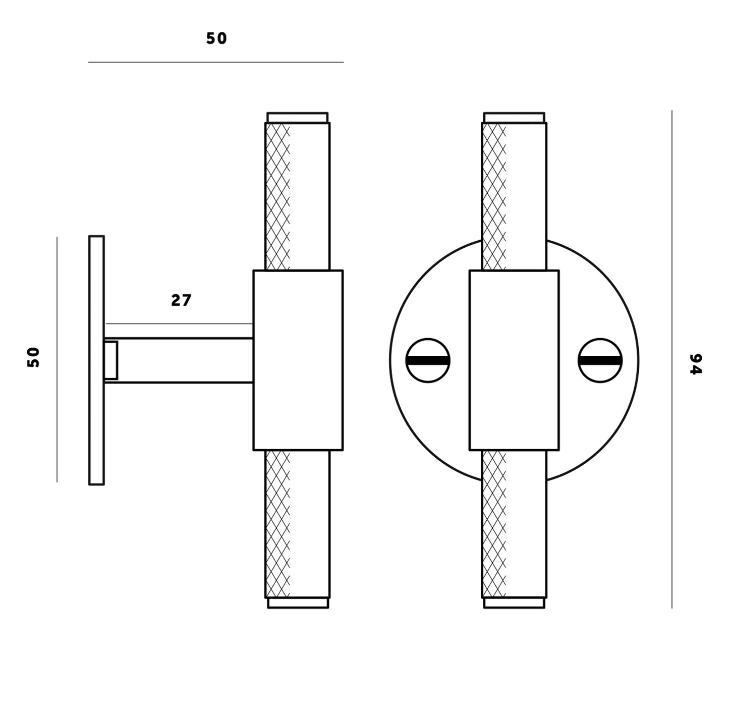 Buster and Punch Cabinet T-Bar Handle on Plate - Available in Various Finishes