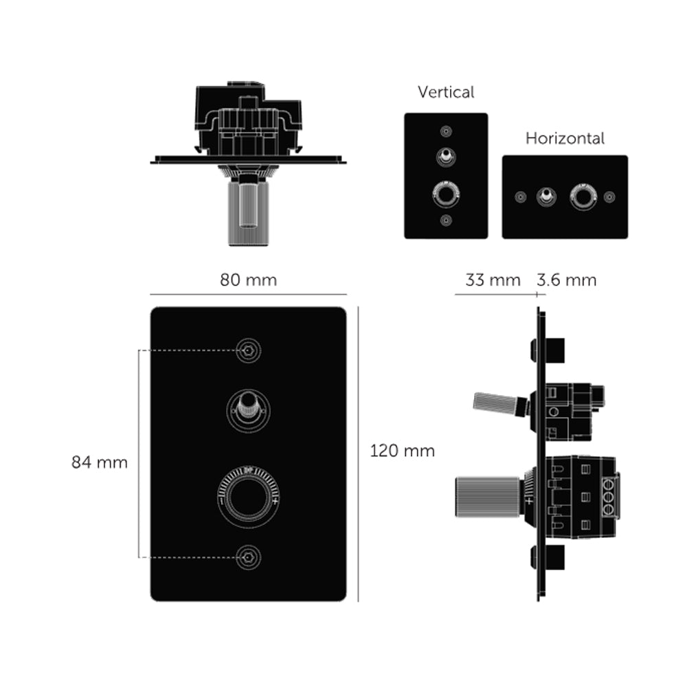 Buster & Punch 2G Toggle + Dimmer Vertical Linear - Available in Various Finishes|BPZMK024576|BPZMK054577|BPZMK454578|BPZMK074579|BPZMK144580