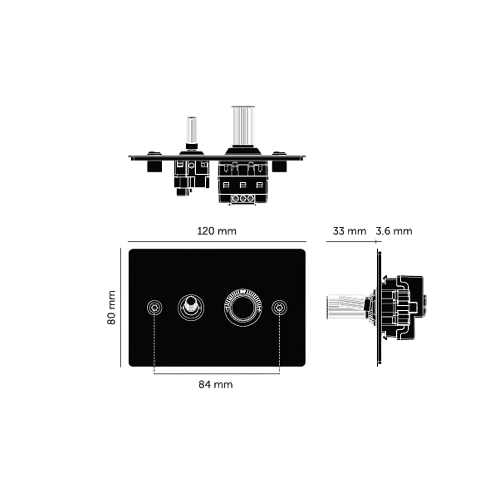 Buster & Punch 2G Toggle + Dimmer / 2-Way / Horizontal / Linear - Available in Various Finishes|BPZMK024586|BPZMK054587|BPZMK454588|BPZMK074589|BPZMK144590