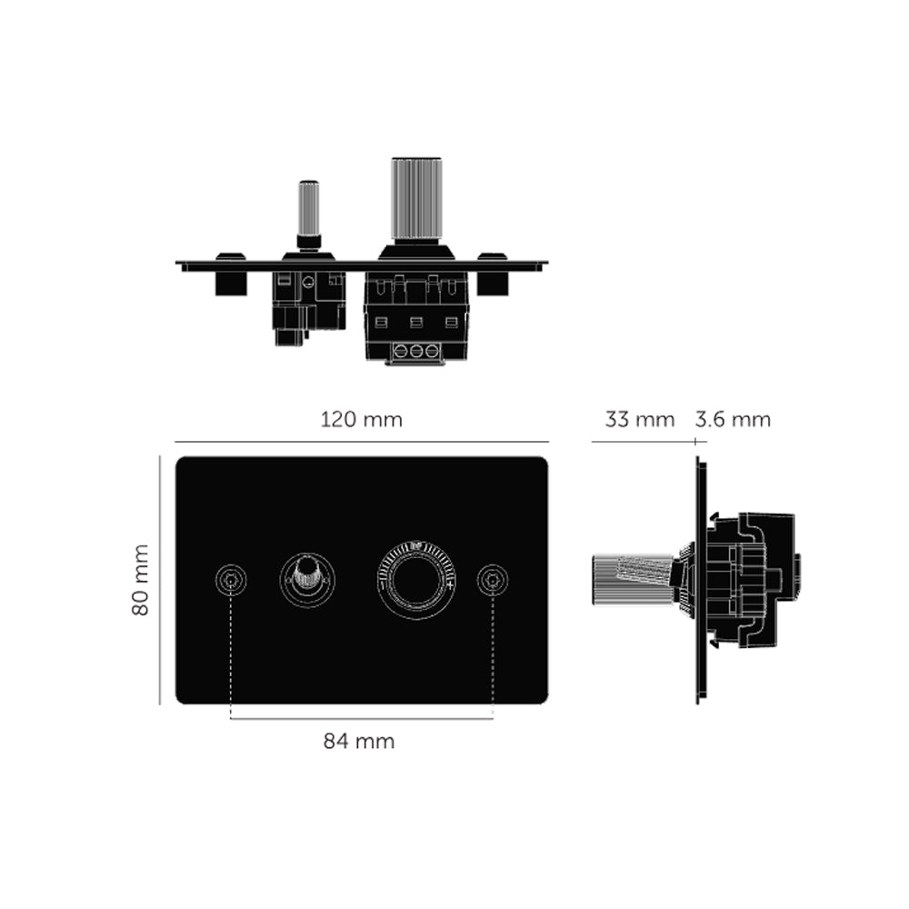 Buster & Punch 2G Toggle + Dimmer Horizontal Linear - Available in Various Finishes|BPZMK024586|BPZMK054587|BPZMK454588|BPZMK074589|BPZMK144590