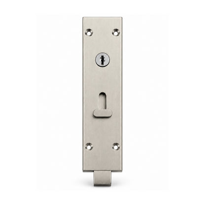 Brio Flush Bolt Square Inward Opening Lockable 190mm Satin Nickel 456EISN-1