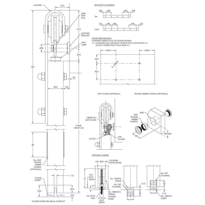 Brio Open Bar Rail Timber 80  - Available in Various Sizes and Finishes