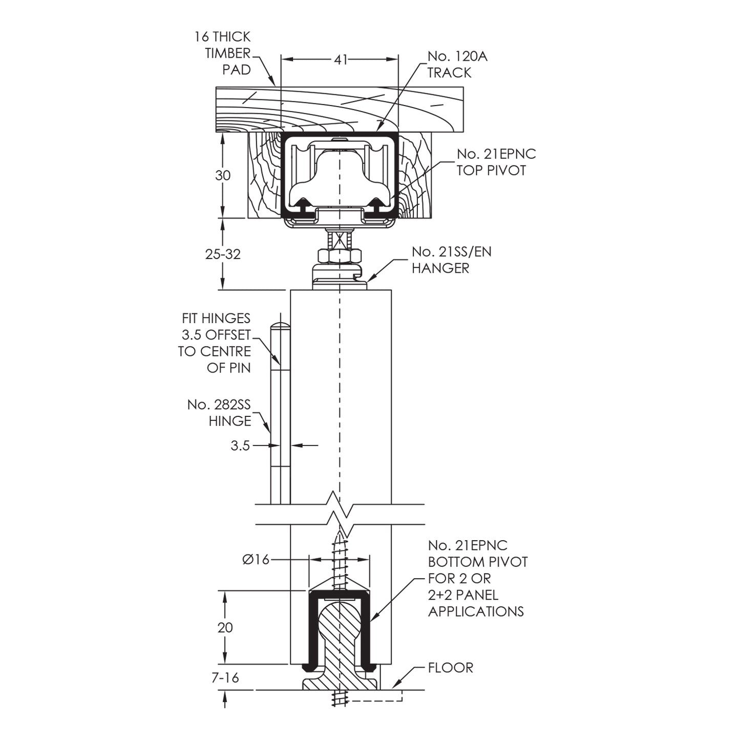 Brio Shutterfold 25 Door Folding Track System for Top Hung Exterior Folding Shutters