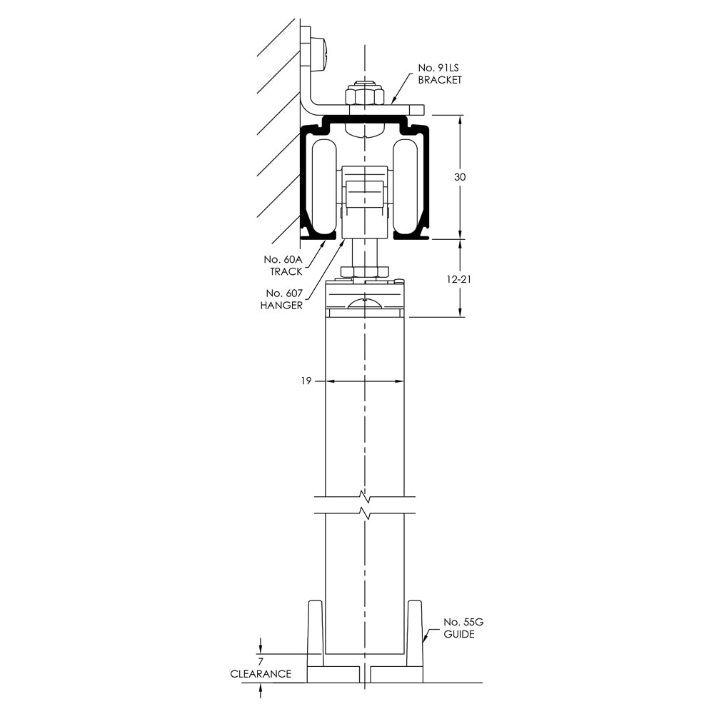 Brio Single Run 60 Door Track System for Top Hung Sliding Panels - Available in Various Function