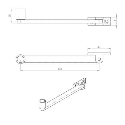 Carlisle Brass Roller Arm Stay Polished Brass DK8