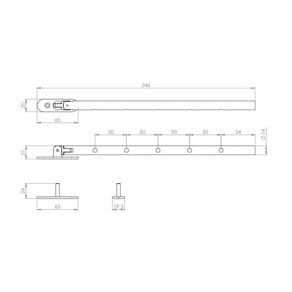 Carlisle Brass Round Casement Stay 346mm 316 Grade Stainless Steel WF24SSS346