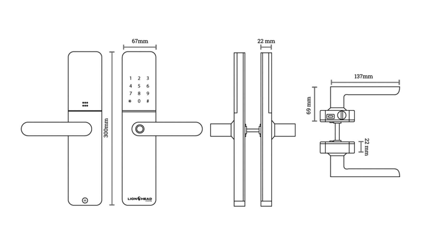 Lion Head Enmore Luxe Digital Entrance Door Lock - Available in Black and Silver Finish