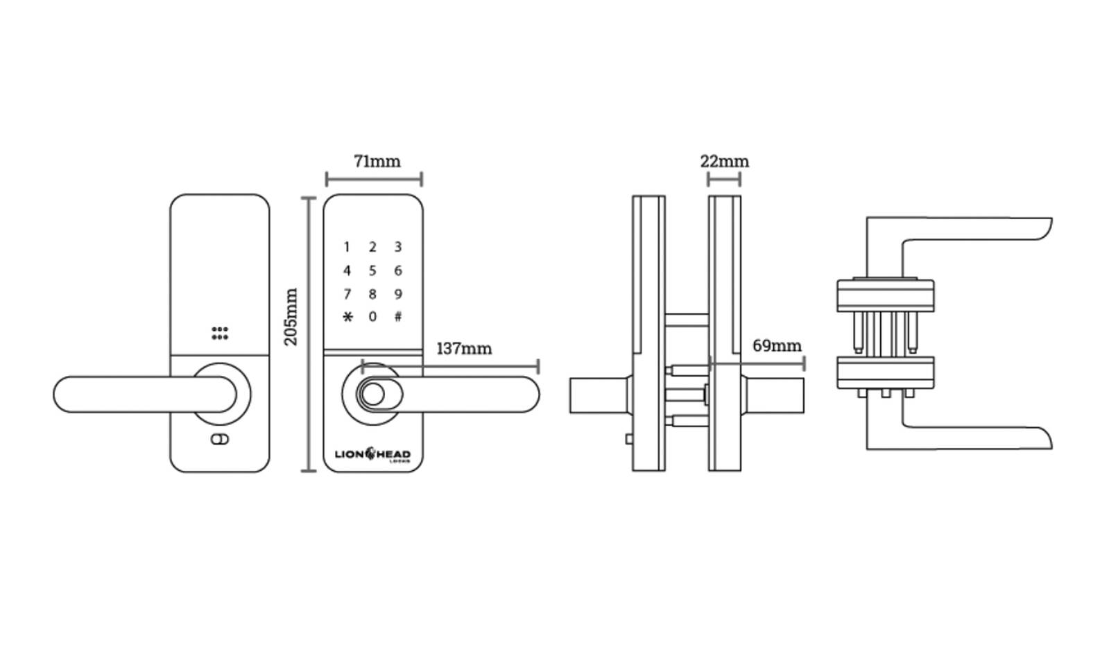 Lion Head Regent Luxe Digital Entrance Door Lock with Built In Wi-Fi - Available in Various Finishes