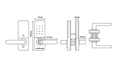 Lion Head Regent Luxe Digital Entrance Door Lock with Built In Wi-Fi - Available in Various Finishes