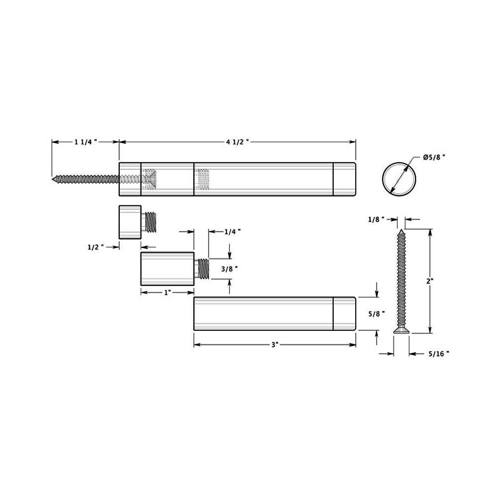Deltana Baseboard Door Stop Bumper Extended Pillar - Available in Brushed Nickel and Polished Brass