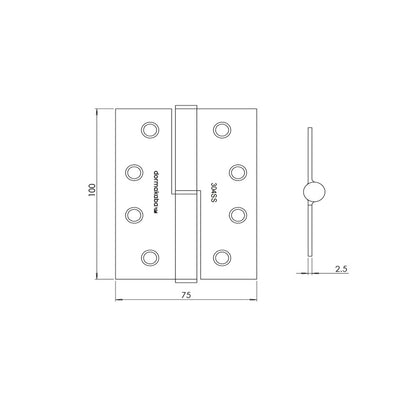 Dormakaba Lift Off Door Hinge 100x75mm Stainless Steel - Available in Various Handing|DKH10075LOLHSSS|DKH10075LORHSSS