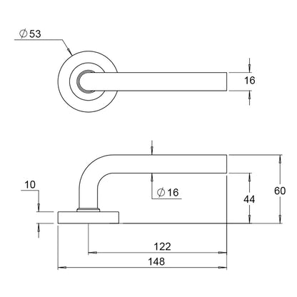 Dormakaba 4300/40T Urban Door Lever Handle on Round Rose