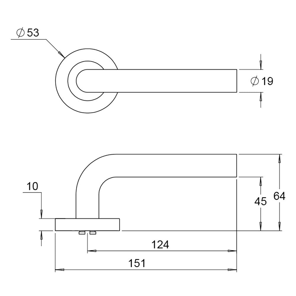 Dormakaba 4300/45T Urban Passage Door Lever Handle on Round Rose