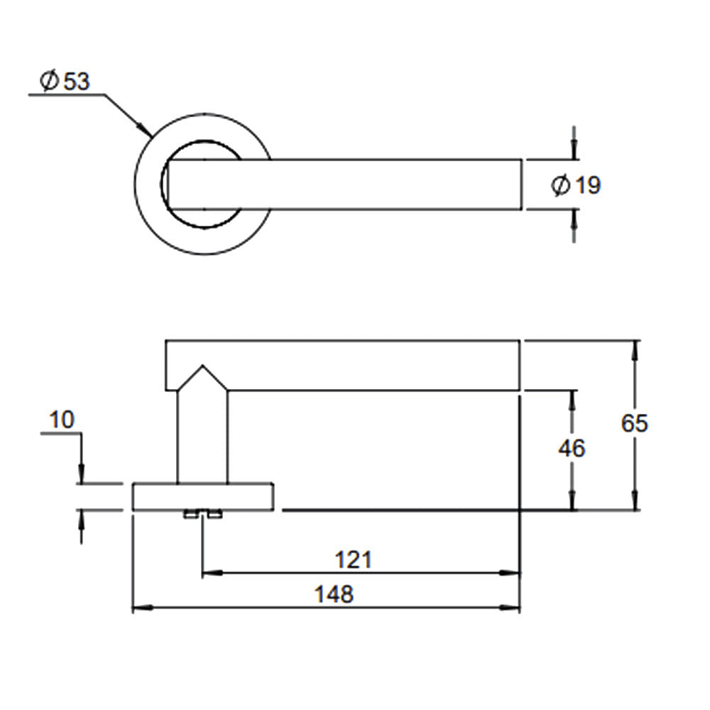 Dormakaba 4300/55T Urban Round Rose Passage Door Handle Leverset - Available in Various Finishes