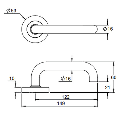 Dormakaba 4300/70T Urban Door Lever Handle on Round Rose