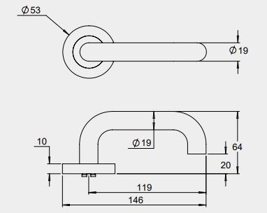 Dormakaba 4300/75T Urban Door Lever Handle on Round Rose