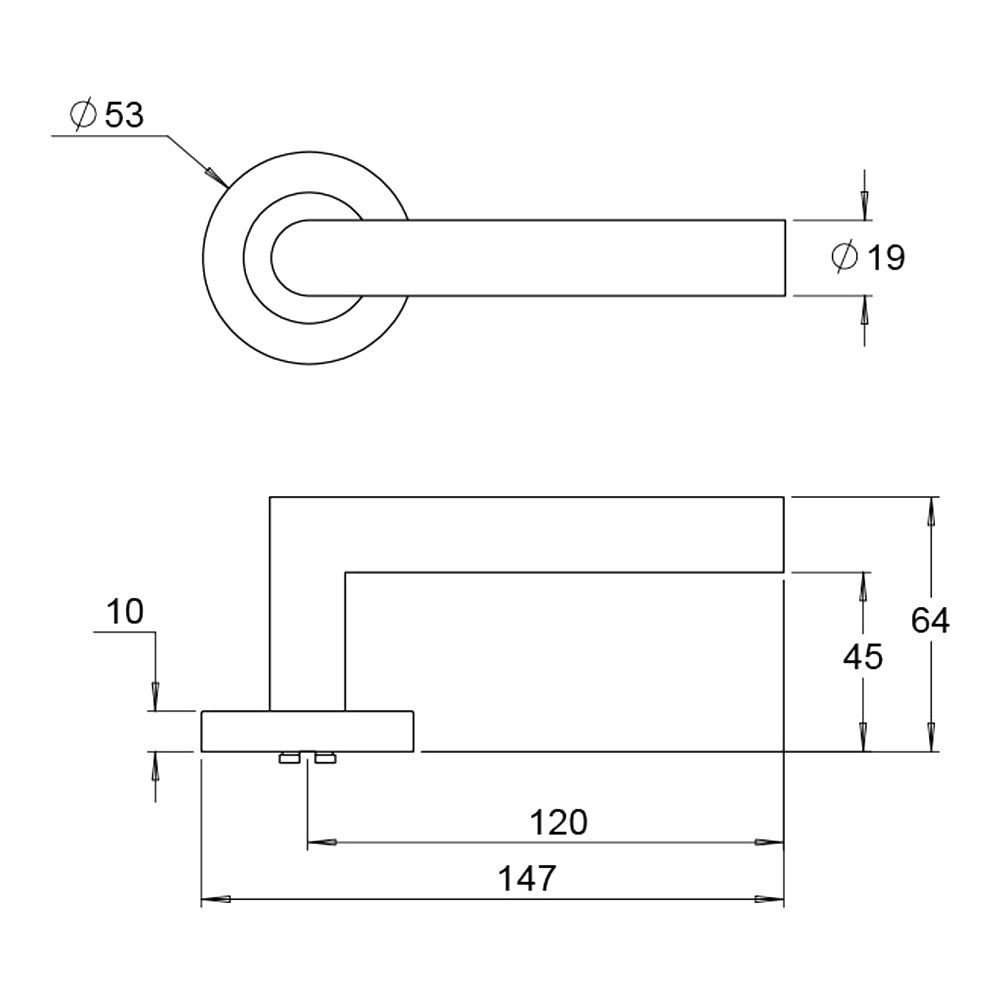 Dormakaba 4300/80T Urban Door Lever Handle on Round Rose