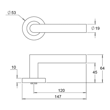 Dormakaba 4300/80T Urban Door Lever Handle on Round Rose