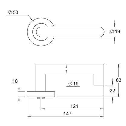 Dormakaba 4300/81T Urban Door Lever Handle on Round Rose