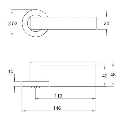 Dormakaba 8300/10 Vision Privacy Door Lever Handle on Round Rose