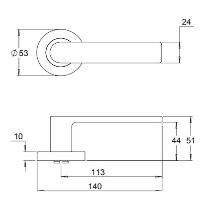 Dormakaba 8300/14PV Vision Door Lever Handle on Round Rose Privacy - Available in Various Finishes
