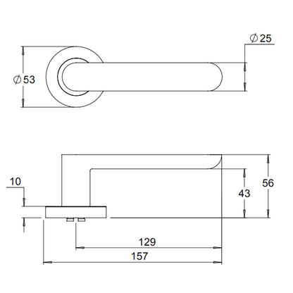 Dormakaba 8300/17 Vision Privacy Door Lever Handle on Round Rose