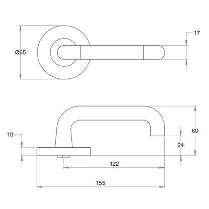 Dormakaba 8300/17 Vision Passage Door Lever Handle on Round Rose