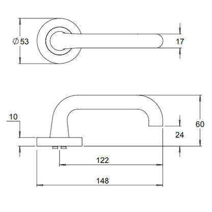 Dormakaba 8300/18 Vision Door Lever Handle on Round Rose Passage