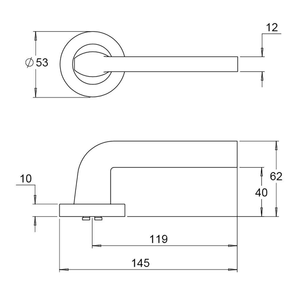Dormakaba 8300/1 Vision Passage Door Lever Handle on Round Rose