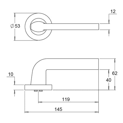 Dormakaba 8300/1 Vision Passage Door Lever Handle on Round Rose