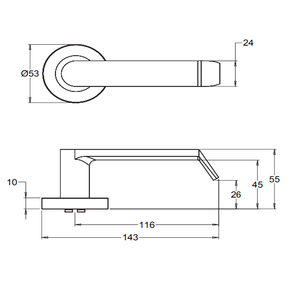 Dormakaba 8300/24PV Vision Door Lever Handle on Round Rose Privacy - Available in Various Finishes