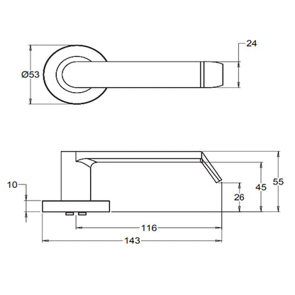 Dormakaba 8300/24PV Vision Door Lever Handle on Round Rose Privacy - Available in Various Finishes